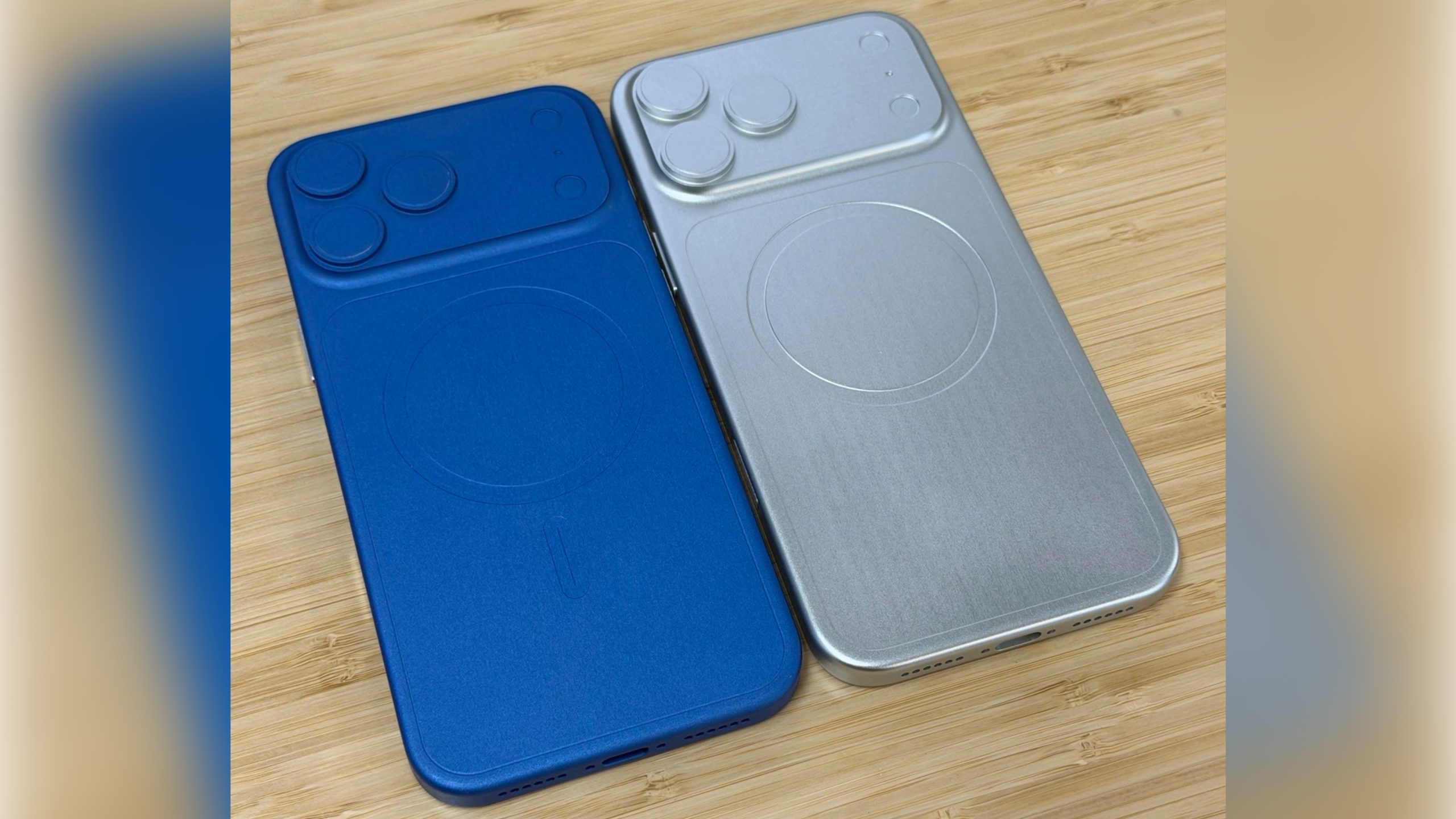 Comparison of the iPhone 17 Pro and iPhone 18 Pro dummies showing the same dimensions