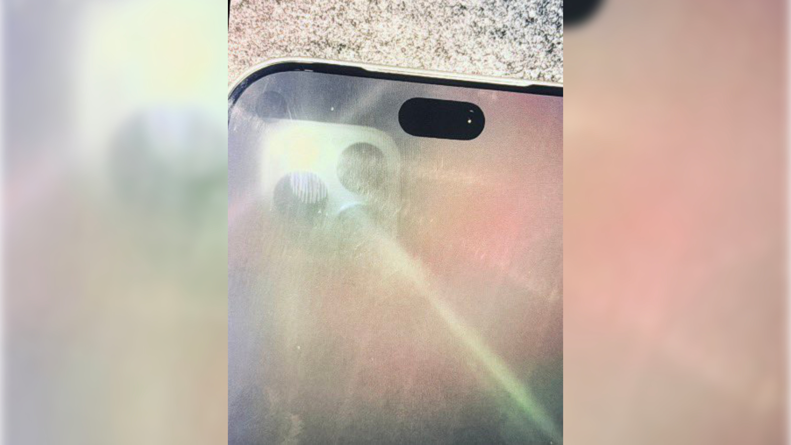 Narrower Dynamic Island in the prototype image of the iPhone 18 Pro from the leak