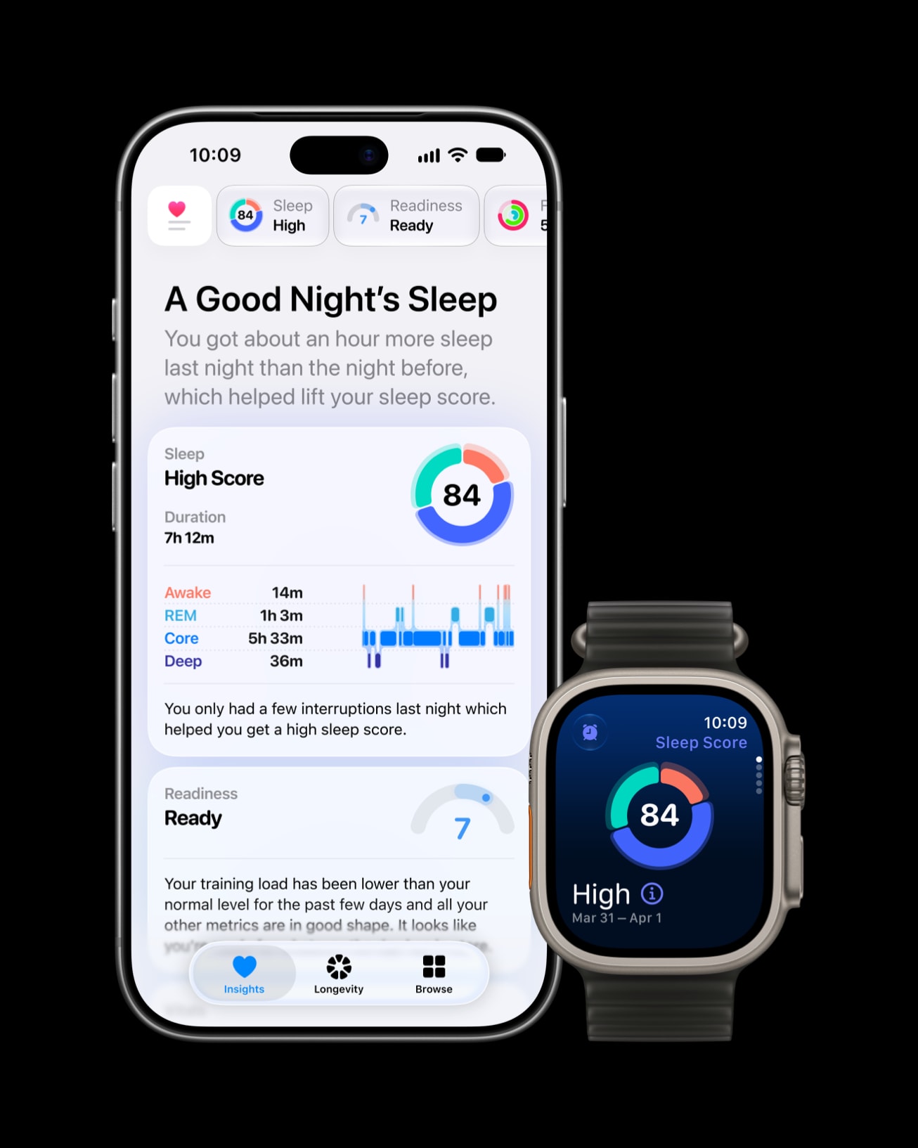 Készültségi mutató és egészségügyi adatok az Apple Watch Ultra 4-en az Egészség alkalmazásban
