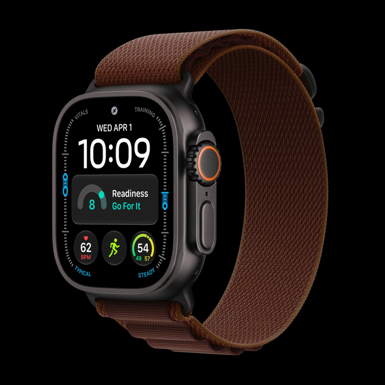 Apple Watch Ultra 4 az Alpine szíjjal burgundi színben