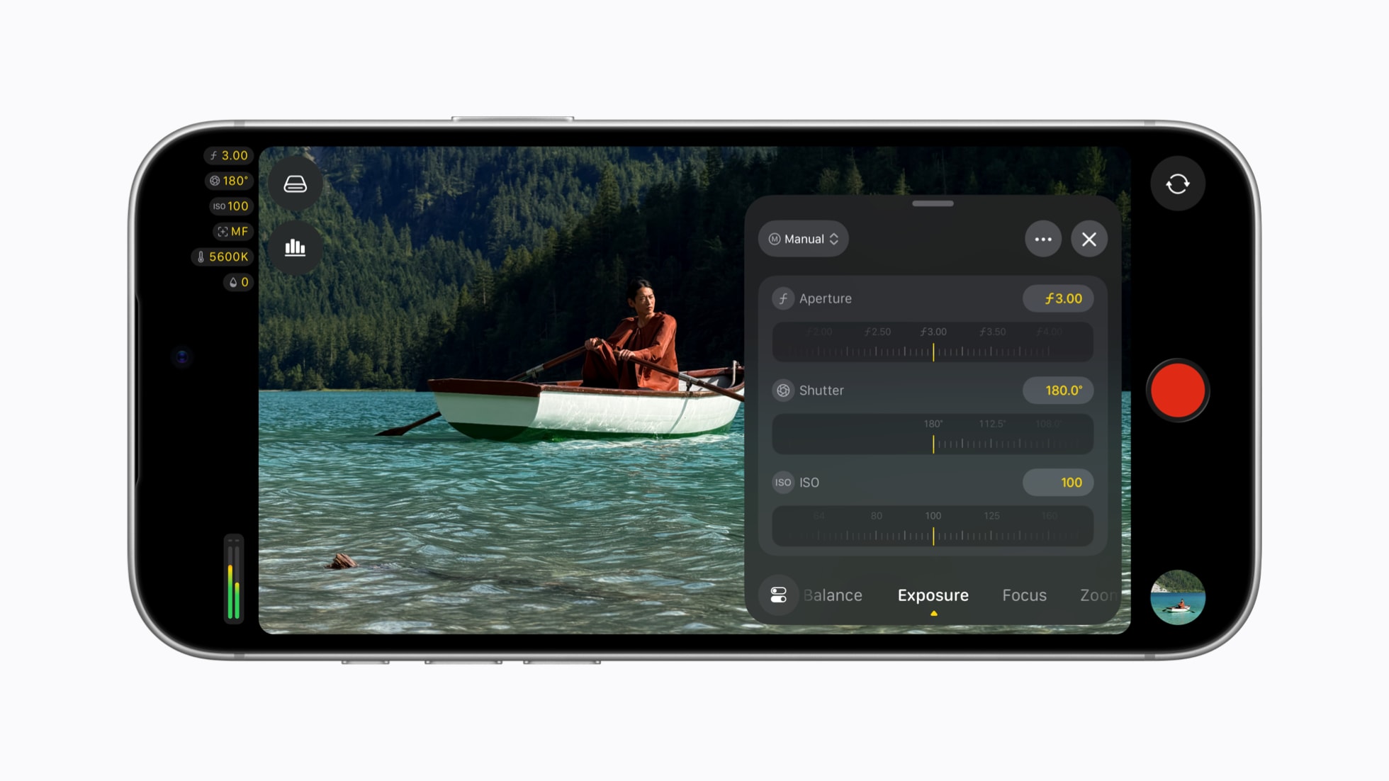 Manuelle Blendenanpassung in der Final Cut Camera-App auf dem iPhone 18 Pro