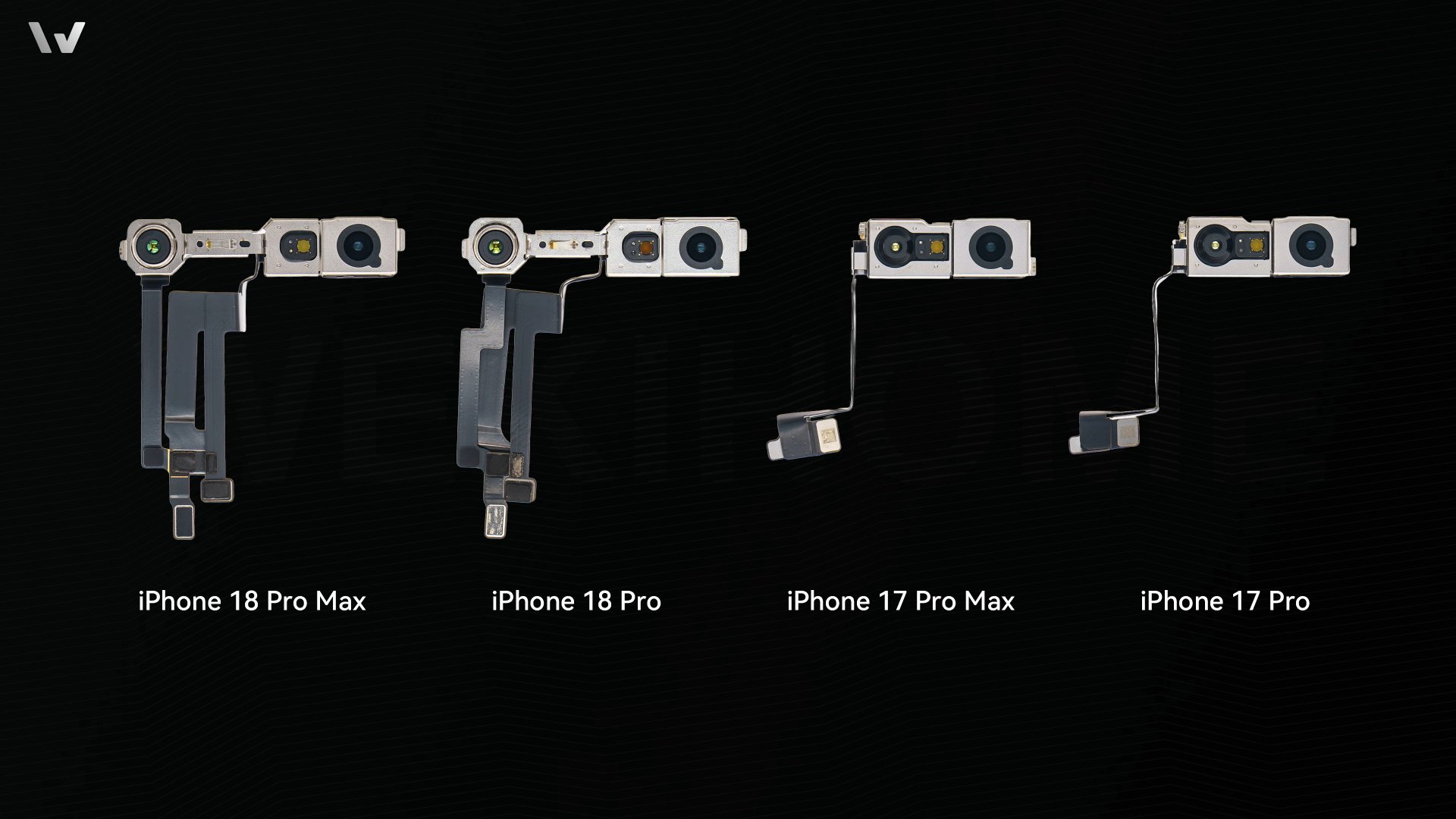 Face ID modules of four iPhones