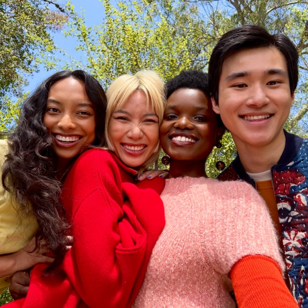 Group selfie from the front Center Stage 12 MP camera in the iPhone Duo